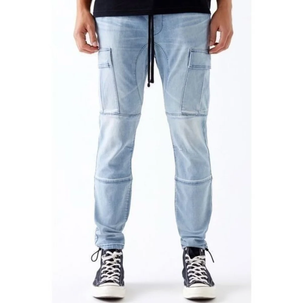 Pacsun Cargo Denim Jogger Jeans Light Wash Men's Size M Long